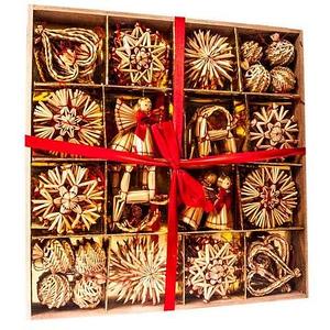 Набор новогодних украшений ручной работы из соломы, 56 предметов