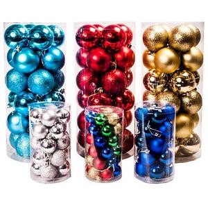 Набор елочных шаров с декоративным покрытием трех видов в тубе (Золотой / 6,5 см)