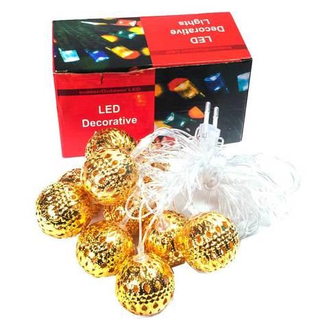 Гирлянда светодиодная LED Decorative Lights с абожурами из металла (Елочный шарик) - фото 1 - id-p69505472