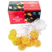 Гирлянда светодиодная LED Decorative Lights с абожурами из металла (Шарик-пружинка)