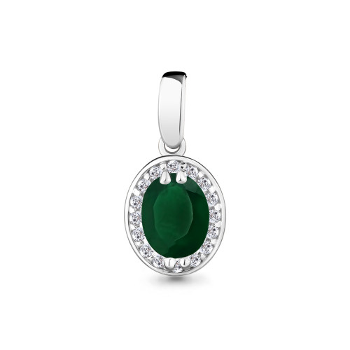 Серебряная подвеска с натуральным агатом зелёным и фианитом Aquamarine 2504309А.5