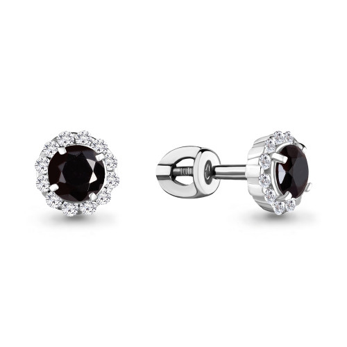 Серьги из серебра с фианитом Aquamarine 44086Ч.5