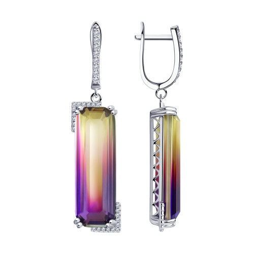 Серебряные серьги с ситаллом и ситаллом синт. Diamant DIAMANT (SOKOLOV) 94-321-00503-1