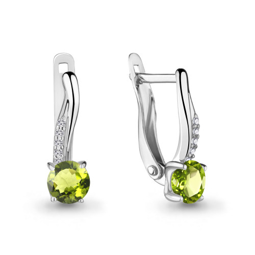 Серьги из серебра с хризолитом Aquamarine 4406007А.5