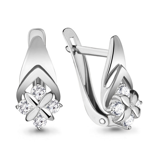 Серебряные серьги с фианитом Aquamarine 46633А.5