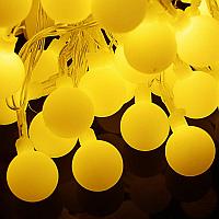 LED ГИРЛЯНДА "ГЛЯНЦЕВЫЕ ШАРИКИ" - 10 МЕТРОВ, 70 ШАРИКОВ РАЗМЕРОМ 2.5 СМ, ТЁПЛЫЙ СВЕТ, фото 5