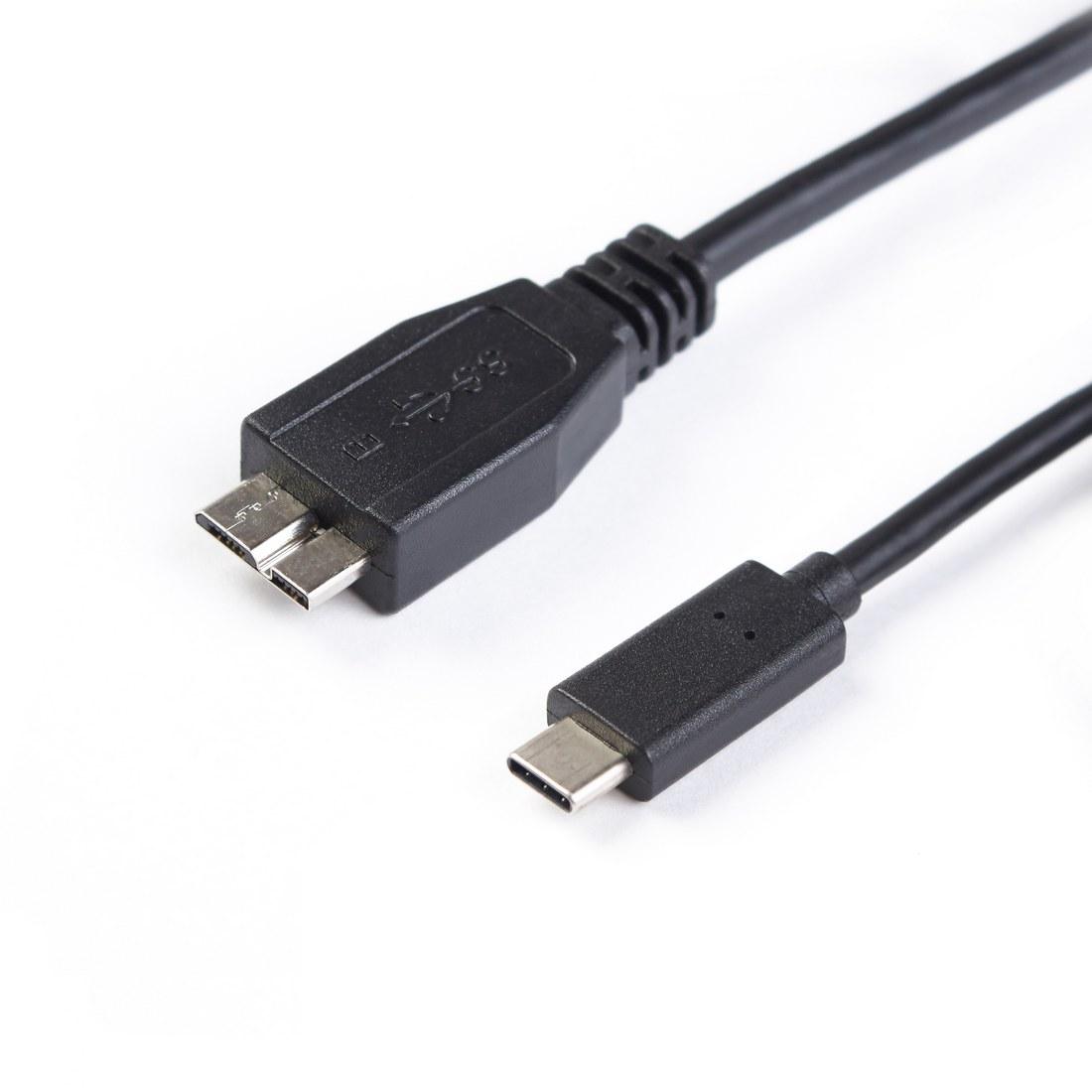 SHIP USB308-1P Интерфейсный кабель MICRO-B USB на USB-C 3.1, Пол. пакет, 1 м, Чёрный