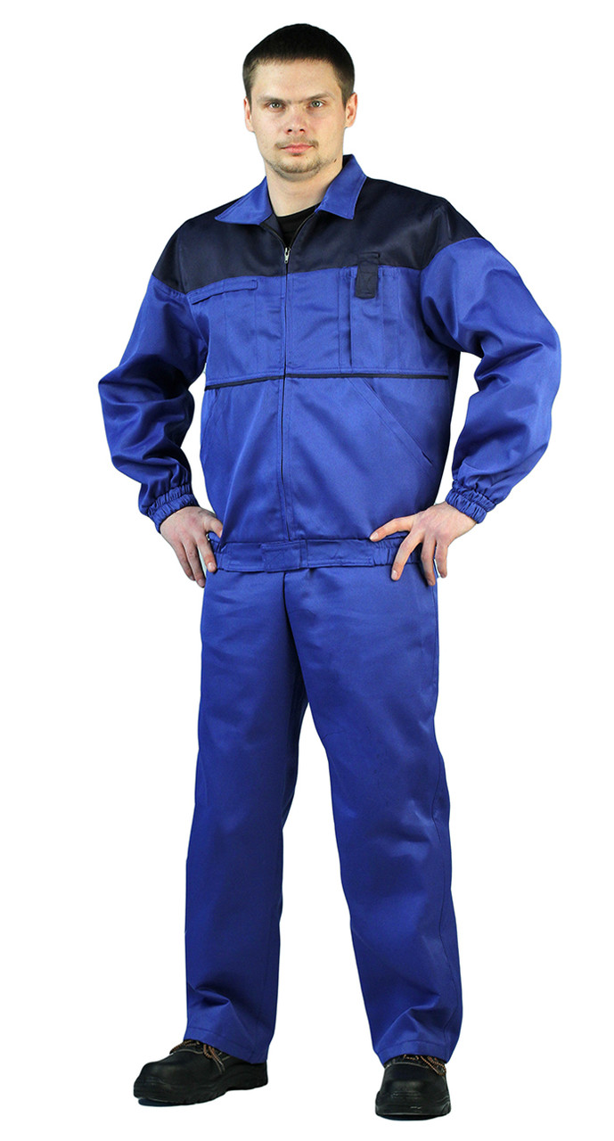 Костюм мужской летний рабочий "Рейнир" васильковый с темно-синим (id  69577566)