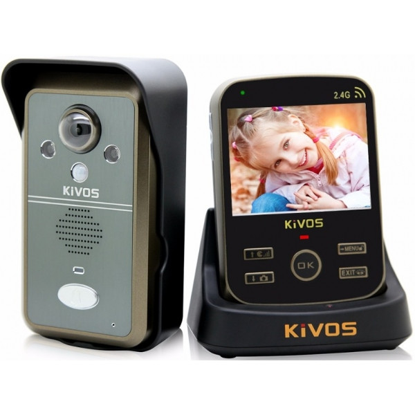 Беспроводной видеодомофон с датчиком движения и записью фото Kivos Black (ФОТО-302)