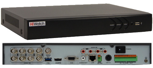 DS-H108U - 8-ми канальный Turbo HD5.0-TVI гибридный видеорегистратор с разрешением записи до 8MP на канал + 4 IP-канала с разрешением 8MP.