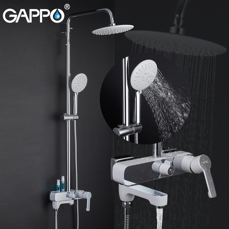 Душевая стойка со смесителем Gappo G2402-8 белый/хром