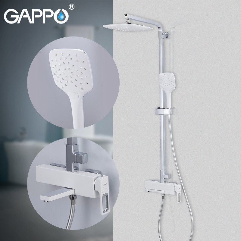 Душевая стойка со смесителем "Gappo". белый/хром G2417-8