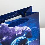 Пакет подарочный вертикальный «Космос внутри», MS 18 х 23 × 10 см, фото 4