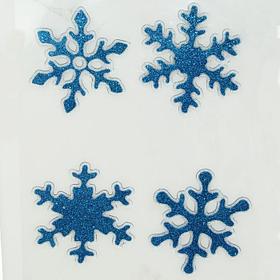 Наклейки на стекло "Синие снежинки" (набор 4 шт.)