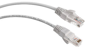 Шнур коммутационный, патч-корд, U/UTP RJ45-RJ45 CAT 5e, PVC, серый, 2м REXANT