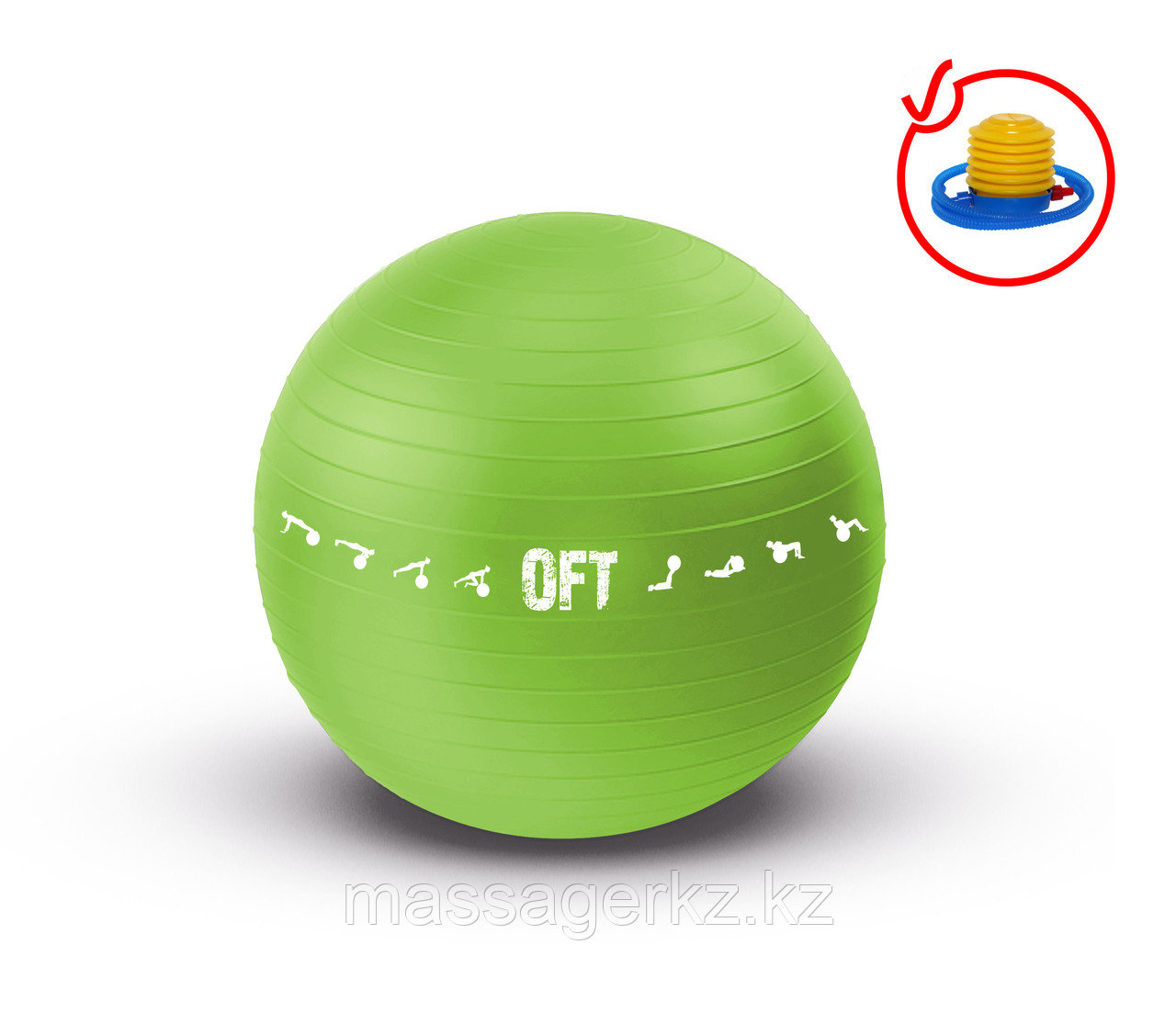 Гимнастический мяч 65 см для коммерческого использования зеленый с насосом - фото 1 - id-p69613670
