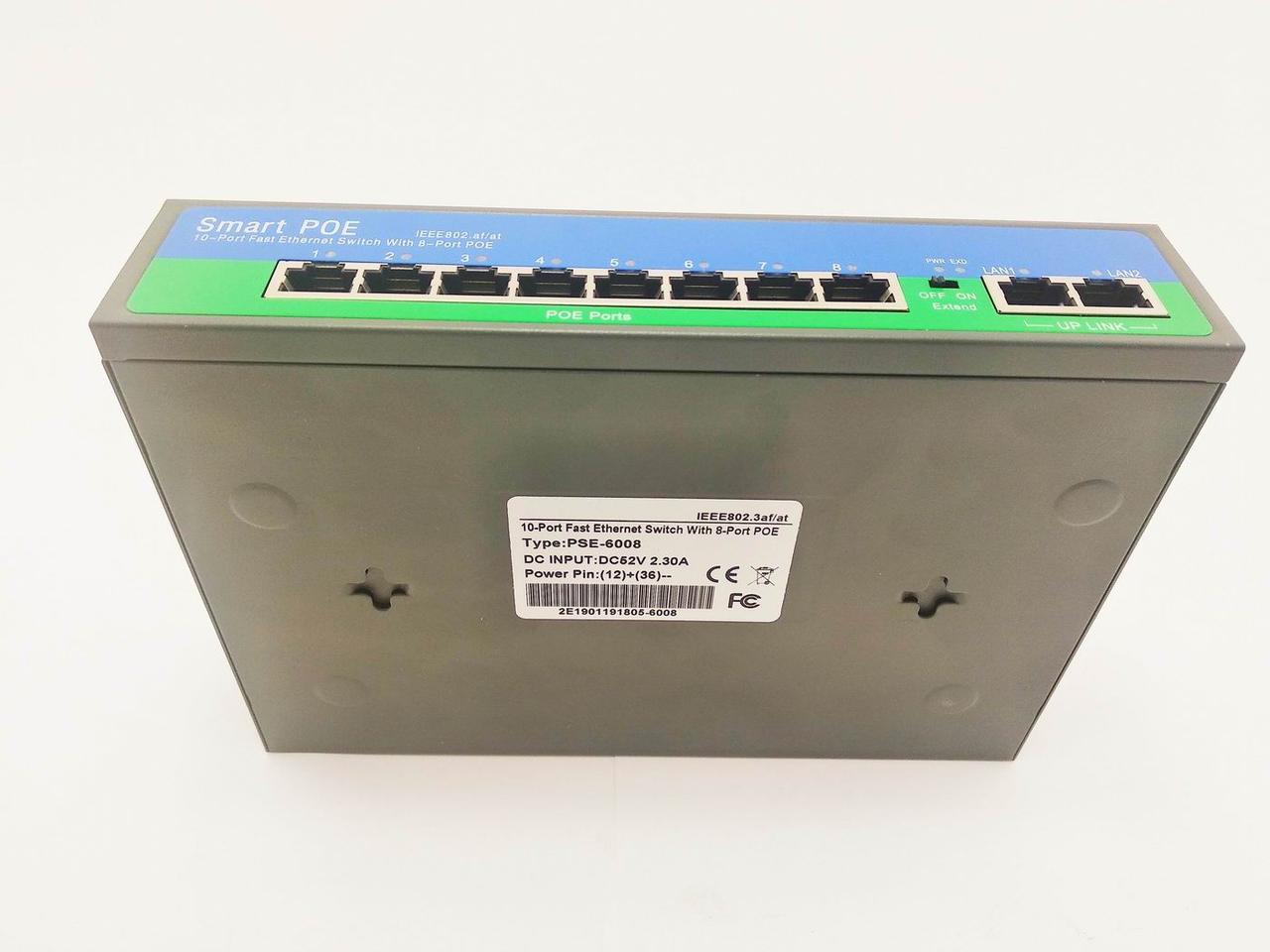 8-Портовый POE switch/коммутатор, Модель PSE-6008 - фото 7 - id-p69616041