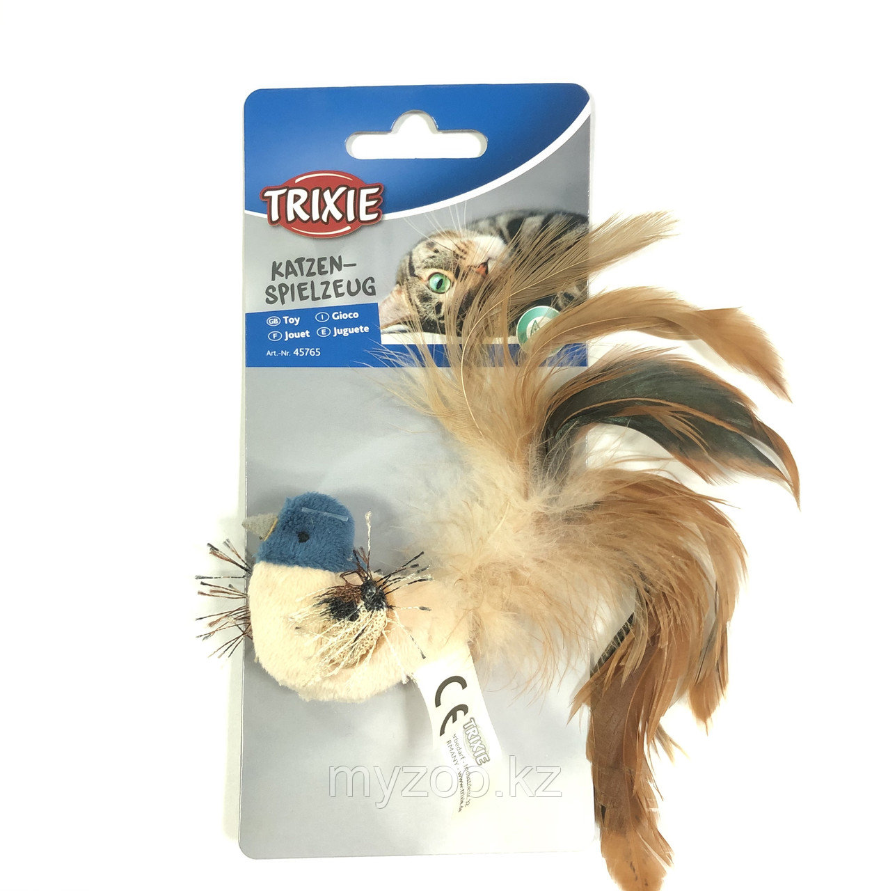 Игрушка "TRIXIE" для кошек "Птица с перьями" 8 см