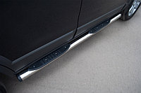 Chevrolet Captiva 2011-2013 Пороги труба d76 с накладками (вариант 2)