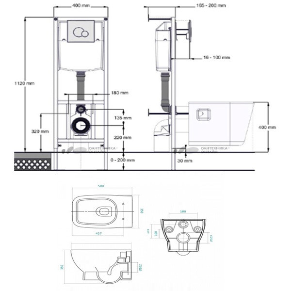 SANTEK ПЭК "НЕО" (подвес. унитаз с сиденьем, инсталляция, панель хром глянец) 1WH501543 - фото 3 - id-p69621519