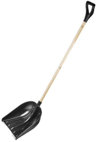 СИБИН ЛПД-460 лопата снеговая, пластиковая с алюминиевой планкой, деревянный черенок, V-ручка, 460 мм. - фото 1 - id-p69613574