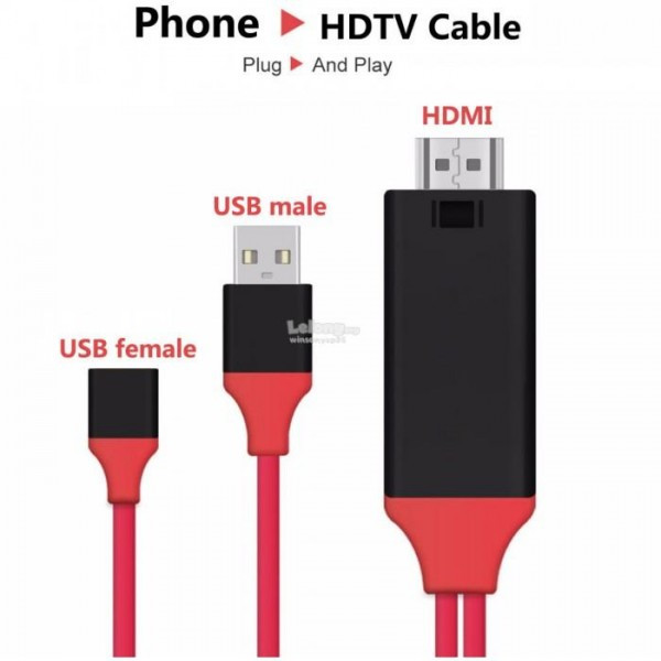 Кабель-адаптер HDMI AV Lightening, Micro 5 Pin, Type-C Plug & Play Phone HDTV Cable 1м - фото 2 - id-p69667484