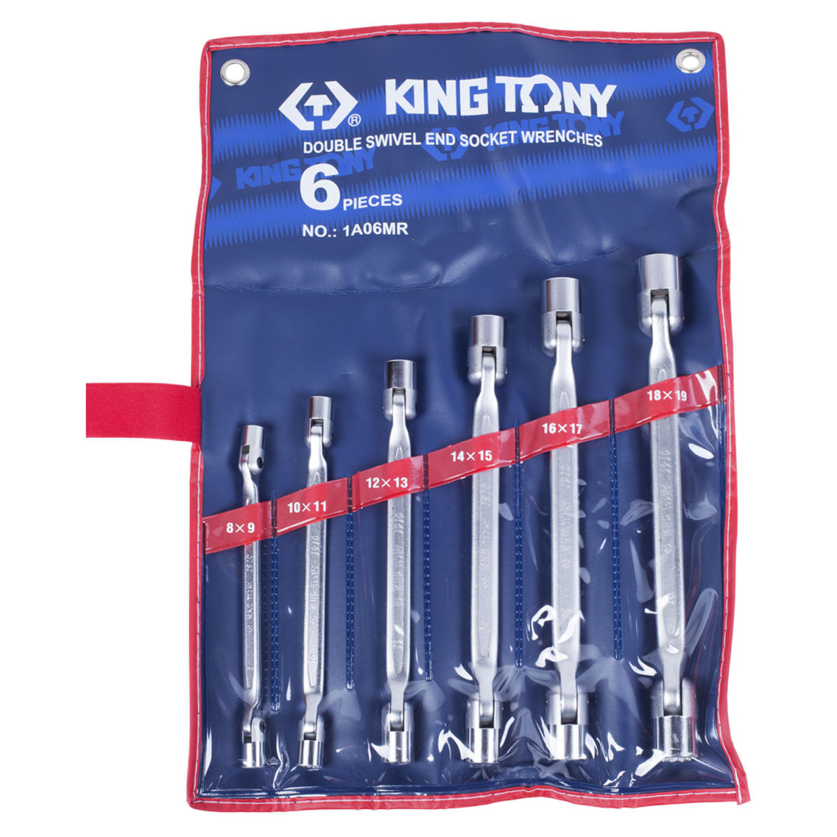 Набор торцевых ключей с шарниром (8-19 мм, 6 предметов) KING TONY