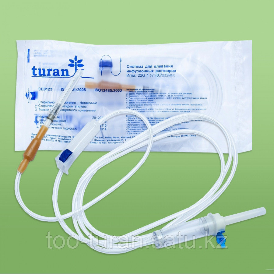 Cистемы для внутривенного вливания инфузионных растворов Turan" с иглами 22 G - фото 1 - id-p69691352