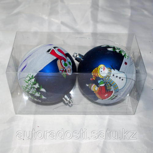 Новогодние игрушки украшения на ёлку "Шары" - 2 шт (8 см) - фото 1 - id-p69693362