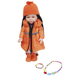 Lilipups Кукла Брюнетка в длинной оранжевой куртке, 40 см с аксессуарами