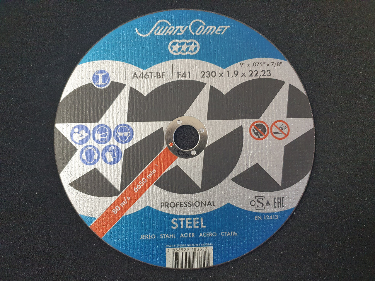 Круг отрезной Metal 230 х 1,9 х 22,23 SwatyComet A46T-BF (Weiler Abrasives, Slovenija)