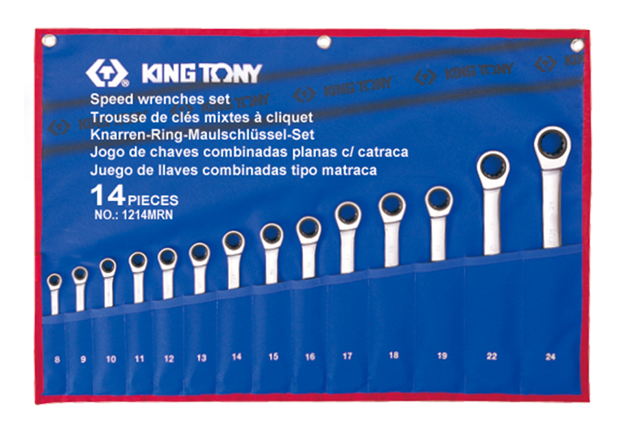 Набор комбинированных трещоточных ключей KING TONY 12114MRN (14 предметов)