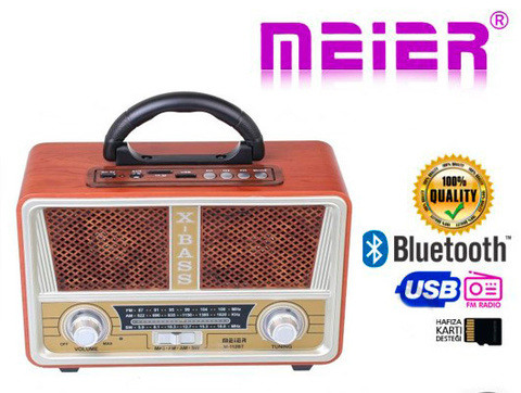 Радиоприемник в стиле ретро MEIER M-112BT с пультом {Bluetooth, FM, USB, TF card, AUX} (Светло-коричневый) - фото 1 - id-p69739558