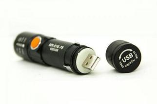 Фонарик карманный светодиодный с USB зарядкой LED FLASHLIGHT MX-616-T6, фото 3