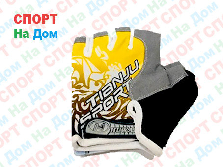 Перчатки для фитнеса, атлетические Tianju Sport Размер M (цвет желтый, синие вставки), фото 2