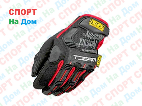 Перчатки тактические M-Pact Glove с пальцами (цвет красный, черный)