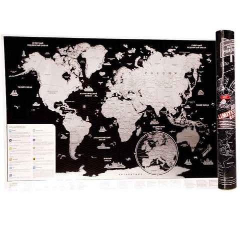 Скретч карта мира стираемая [58х82 см] (Черный) - фото 2 - id-p69746752