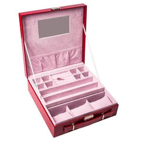 Кейс-шкатулка для ювелирных украшений «Драгоценный чемоданчик» с зеркалом и замочком (Коричневый) - фото 5 - id-p69747089