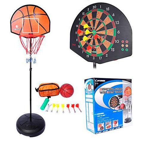 Игровой набор с баскетбольным кольцом-дартс на стойке BASKETBALL STANDS WITH DARTS TARGET - фото 1 - id-p69747235