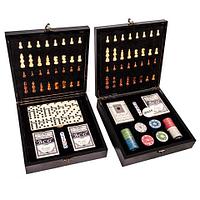 Подарочный набор: шахматы, покер, домино «Заядлый игрок» в деревянном кейсе (Шахматы и Покер)