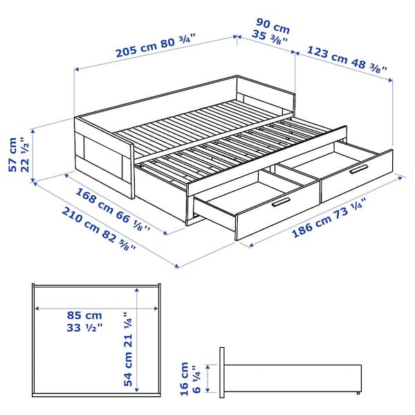 Кровать кушетка каркас БРИМНЭС с 2 ящиками ИКЕА, IKEA - фото 8 - id-p25386421