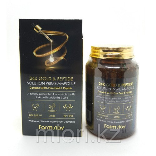 Омолаживающая сыворотка с пептидами и золотом FarmStay 24K Gold & Peptide Solution Prime Ampoule - фото 1 - id-p69756636