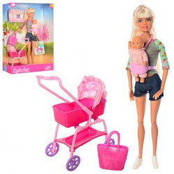 Defa Lucy Кукла Люси (29см) с коляской, в наборе кукла-малыш, множество тематических аксессуаров, в асс.