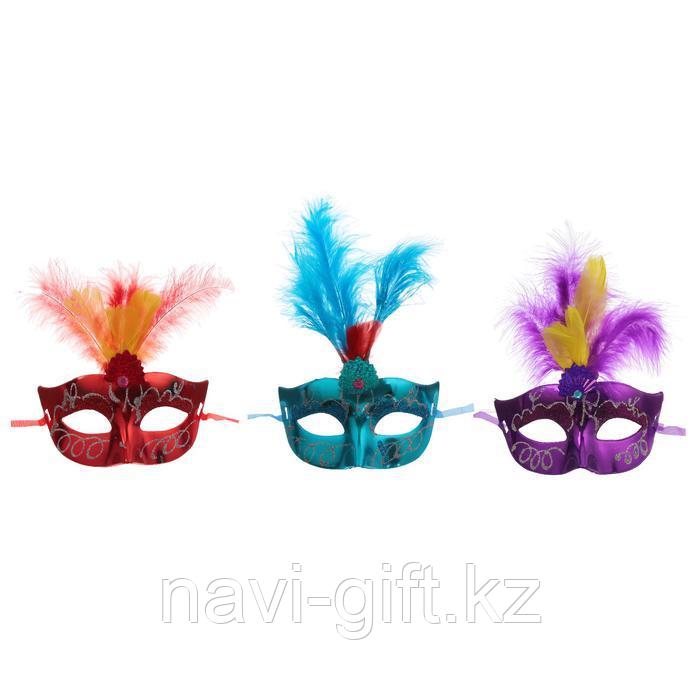 Карнавальная маска "Причуда" с перьями, цвета МИКС - фото 2 - id-p69756756