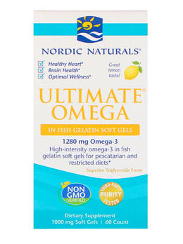 Nordic Naturals, Ultimate Omega, вкус лимона, 1000 мг, 60 мягких капсул