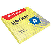 Самоклеящийся блок Berlingo "Ultra Sticky", 75*75мм, 80л, в клетку, желтый неон 39700 07.088 Самоклеящийся блок Berlingo "Ultra Sticky", 75*75мм, 80л, в клетку, желтый неон 39700