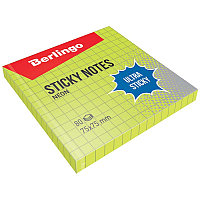 Самоклеящийся блок Berlingo "Ultra Sticky", 75*75мм, 80л, в клетку, зеленый неон 39701 07.089 Самоклеящийся блок Berlingo "Ultra Sticky", 75*75мм, 80л, в клетку, зеленый неон 39701