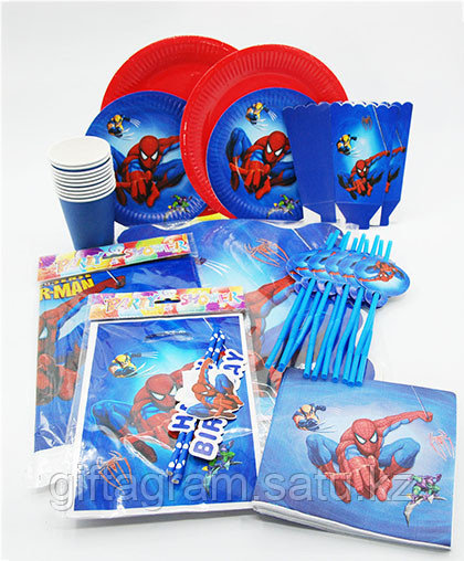 Большой набор посуды Spider-Man+ / 73 предмета для 10-ти детей - фото 1 - id-p69778288