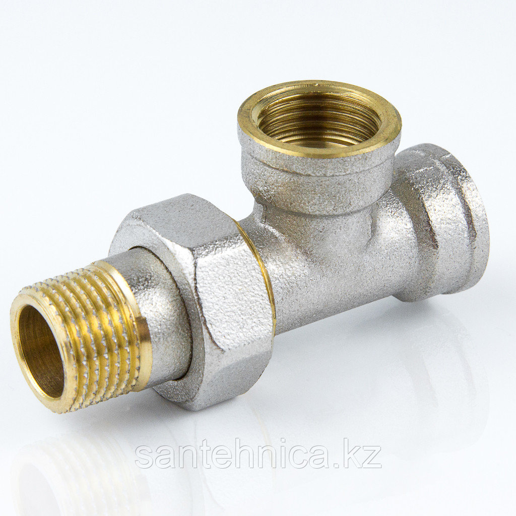 Тройник латунь никель с накидной гайкой Ду 15 (1/2") наруж./внутр./внутр.