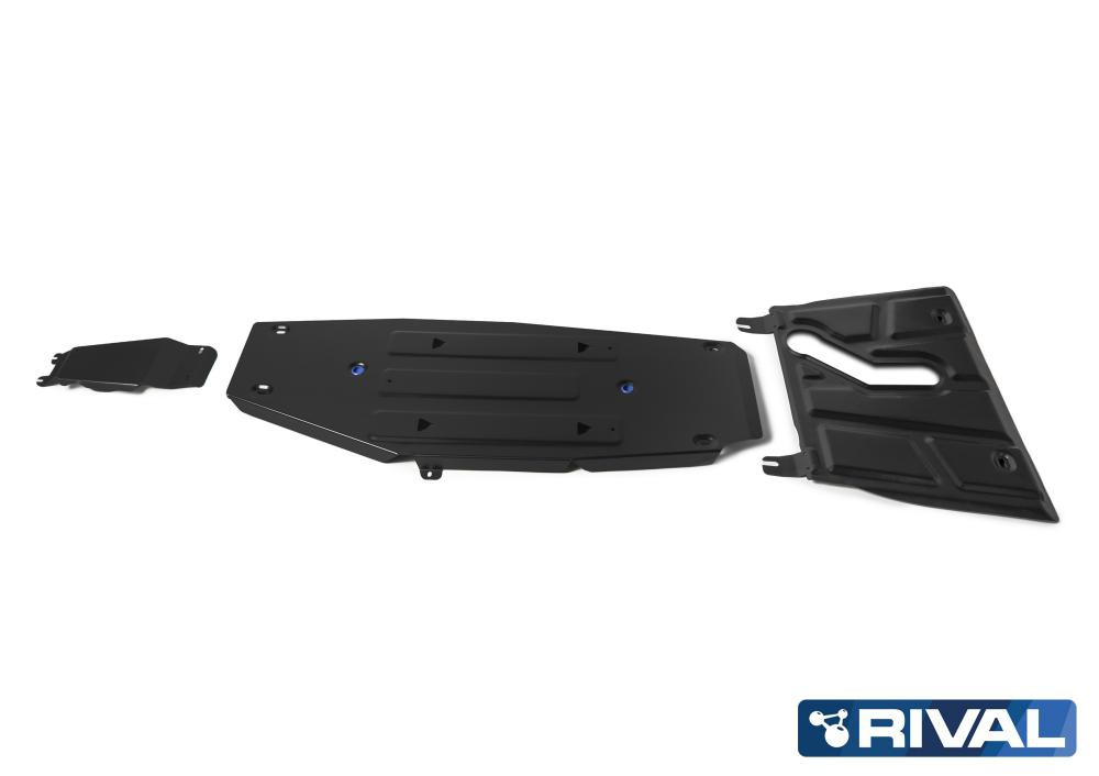 Комплект защит картер + КПП + топливный бак + редуктор Toyota Rav4, V - 2.5; АКПП; с вырезом под глушитель